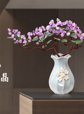 天然紫水晶发财树客厅家居玄关电视柜酒柜装饰品花瓶高档茶几摆件