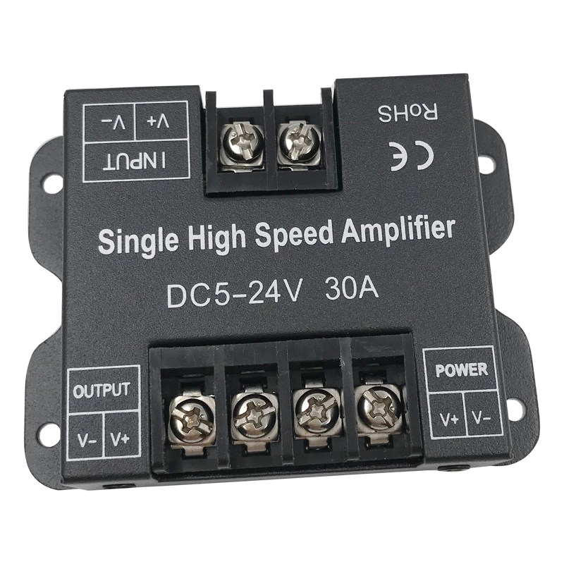 led单色灯带12V/24V调光控制信号放大器30A同步中继器补电压360W