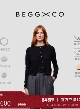 【秋冬系列】Begg x Co Coucou女士纯羊绒黑色苏格兰库库开衫