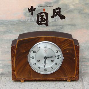 老式小台钟钟表复古民俗老物件收藏摆件上弦式表影视拍摄道具老货