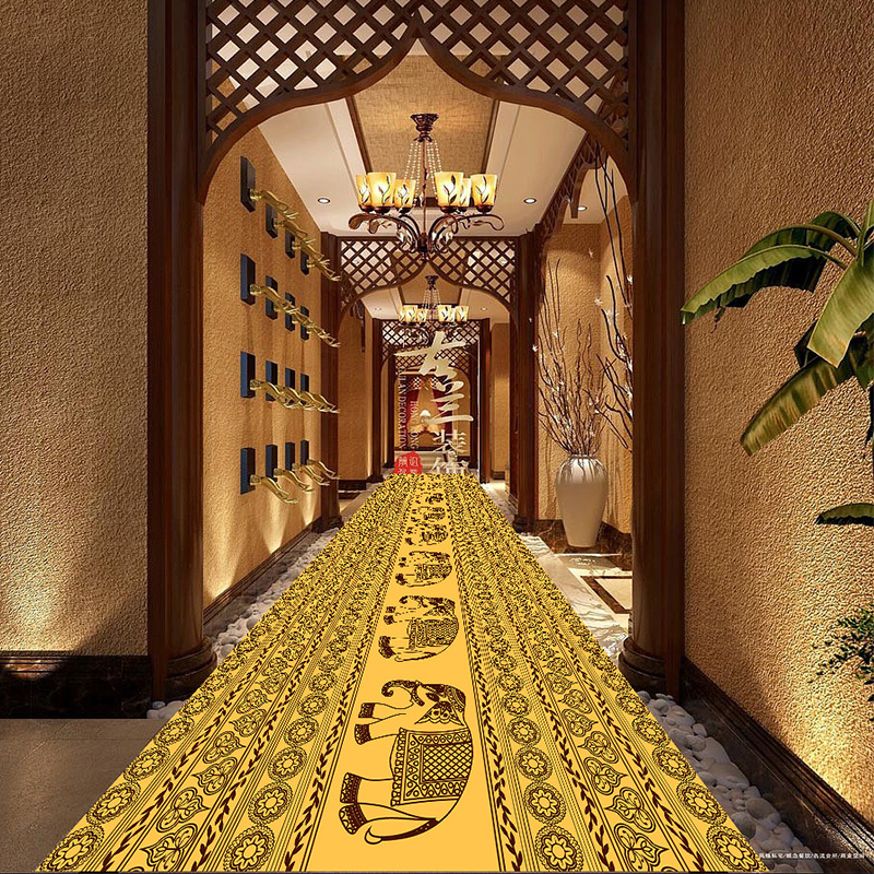 东南亚复古e泰式大象地毯客厅卧室床边茶几毯地垫足疗店按摩店酒