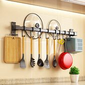 厨房挂钩免打孔挂杆太空铝壁挂铲子勺子多功能厨具用品挂架置物架