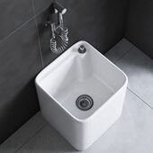 阳台陶瓷拖把池正方形拖布池小户型超小型地拖盆家用卫生间墩布池