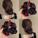 扎头发绳头花头绳盘发器 姜妍同款 荆棘与玫瑰 黑色花朵大肠发圈