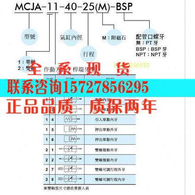全新原装台湾金器MINDMAN气缸MCJA-12-50-80