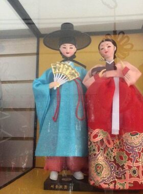 创意家居娃娃摆件韩式卧室装饰新婚礼物朝鲜族民俗工艺品