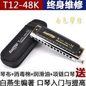 Easttop东方鼎12孔半音阶口琴C调 金色梦想者专业演奏口琴 T1248K