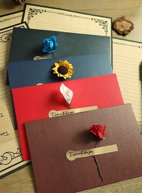 覆古文学信纸套表白情书彩色信封情人节信件写作生.日礼物定制