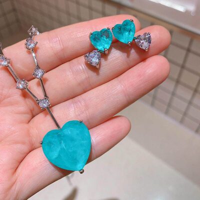 耳钉20新款欧美拉10风帕心形百搭吊坠套装*20小众设计伊巴爱*10