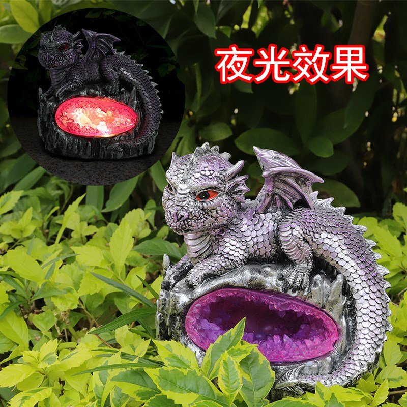 软装客厅小摆件户外轻奢树脂工艺C品太阳能发光恐龙家居好物装饰