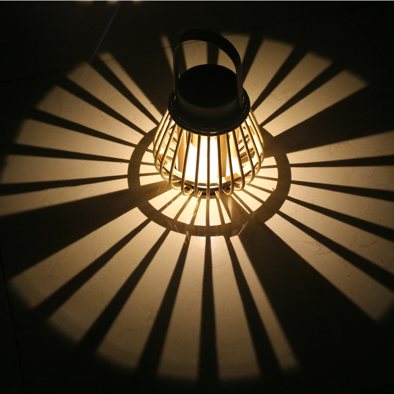 藤编太阳能庭院灯户n外灯笼挂树灯手提灯阳台露台氛围装饰蜡烛桌