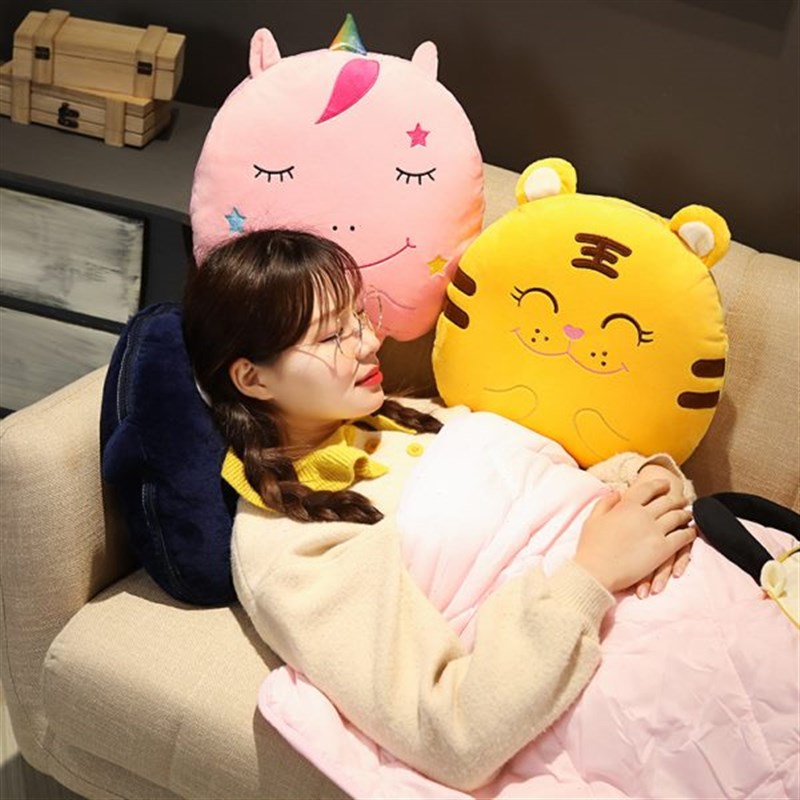 高档珊瑚绒可爱被卡通动物t办公室抱枕被子两用腰枕空调毯午睡枕