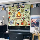 户外节欢庆把火年会温篝装 饰喜挂布春火暖庆狂欢拍照背景布客厅