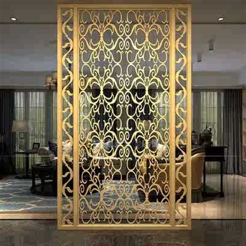 隔断不锈钢轻奢红简p约金属欧式屏风工程玄关网售楼部镂空现代
