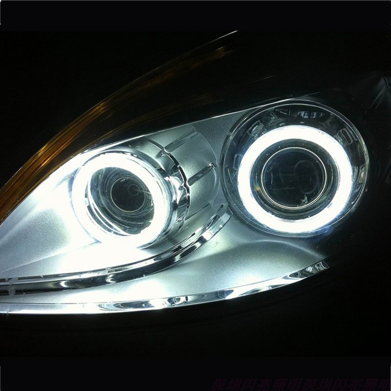12V汽车LED圆形天使眼改装大灯雾灯恶魔眼光圈白红冰蓝粉带罩防水