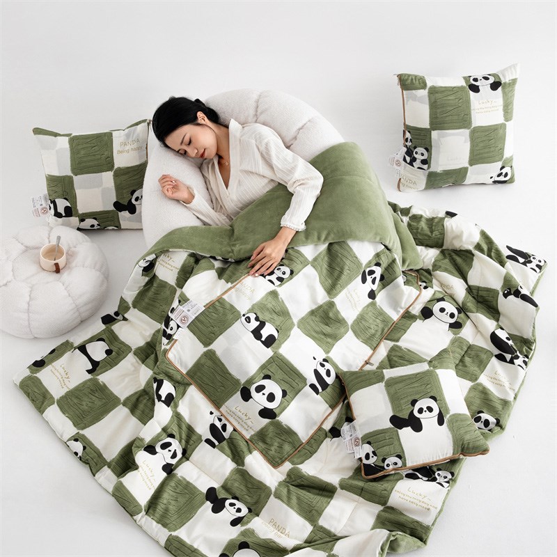 A类全棉牛奶绒两用抱枕被子加厚汽车靠垫办公室沙发午睡枕头毛毯