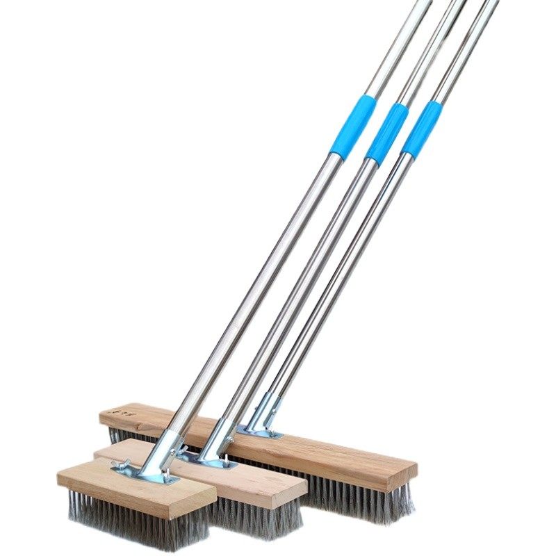 不锈钢丝地板刷加厚长手柄水泥地庭院去青苔污垢户外清洗硬毛地刷
