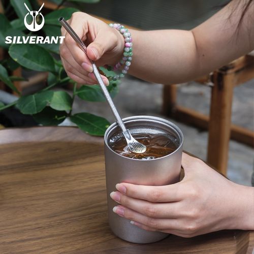 银蚁纯钛吸管非一次性便携钛合金奶茶吸管饮品搅拌棒带过滤钛吸管