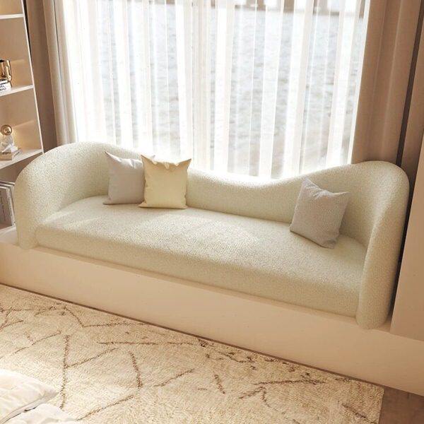 奶油风飘窗沙发定制改造阳台卧室榻榻米窗台垫坐靠一体垫沙发定做