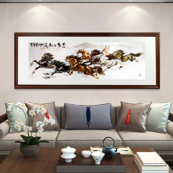 伊飞湘绣手工刺绣中国风卷轴客厅挂画家居沙发装饰画出国外事礼品