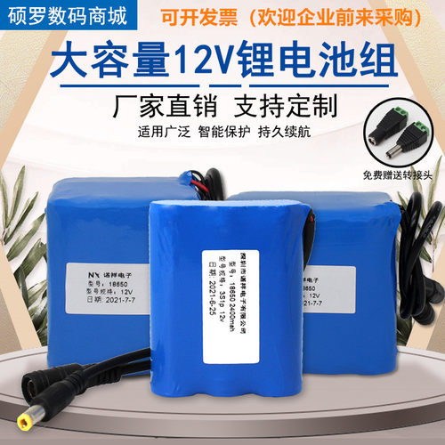 12V锂电池组 逆变器户外移动电源可充电音箱伏太阳能小车截充气泵