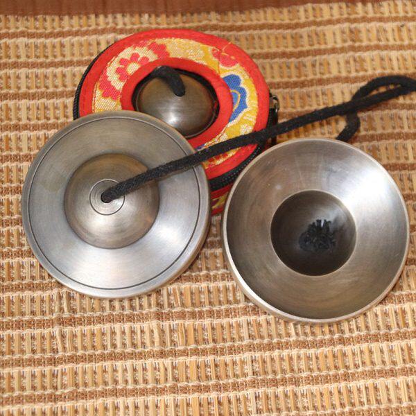 尼泊尔青铜碰铃手工撞铃铜钹丁夏民族打击乐器法器碰铃赠送套子