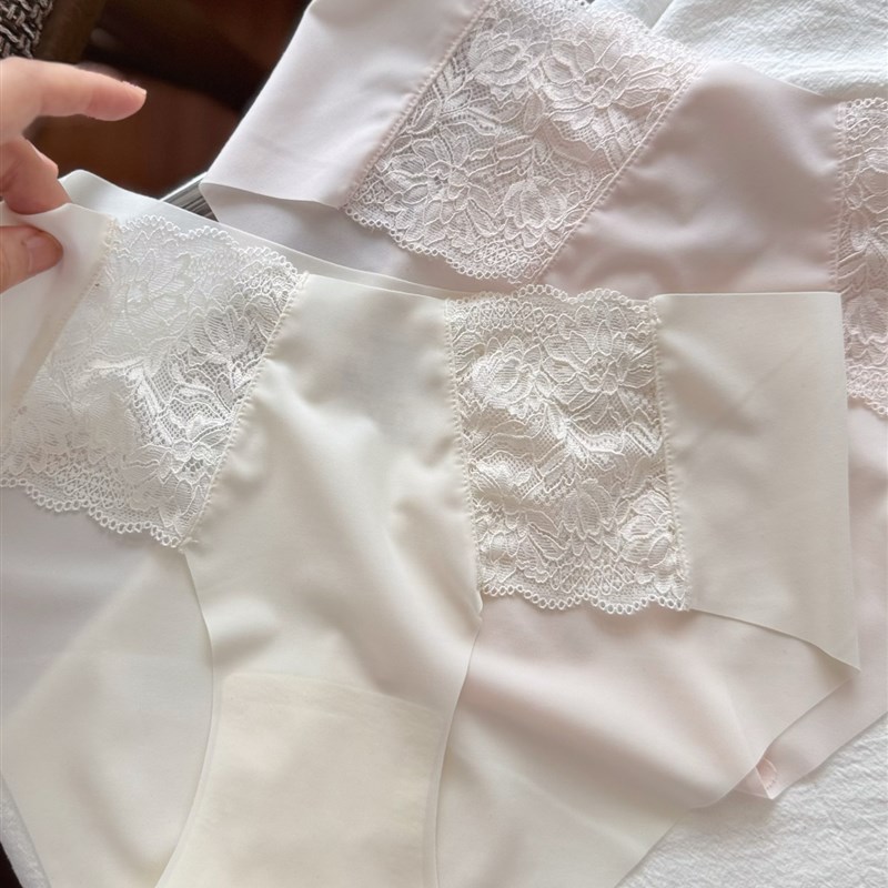 纯色风格性感蕾丝网眼女孩内衣女性抗菌纯棉裆部中低腰无缝冰丝内