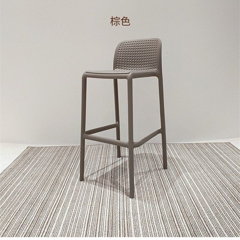 北欧简约塑料靠背吧椅设计师高脚吧凳子叠放创意时尚休闲酒吧椅子