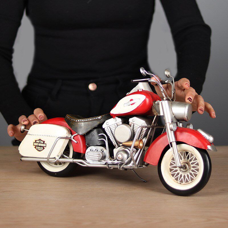 印第安哈雷摩托车模型摆件复古工业风机械机车办公室吧台工艺品