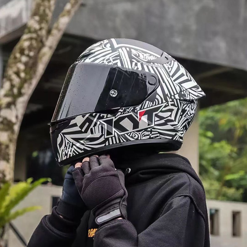 KYT摩托车头盔男女四季通用机车防雾全盔灰赛车个性酷冬季电动车