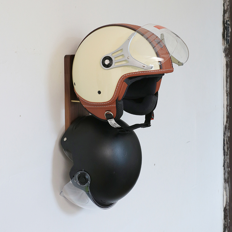 胡桃木安全帽收纳层架机车帽子安全帽多功能展示支架机车装备放置