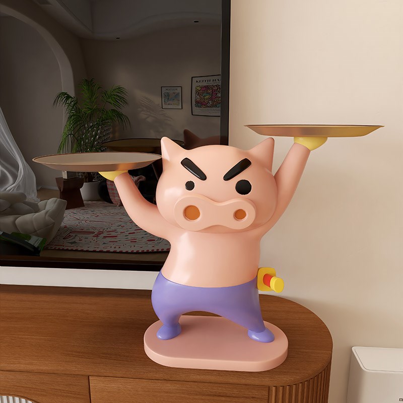 轻奢高档肥嘟嘟左卫门客厅玄关入户钥匙收纳托盘装饰W搬家礼物摆