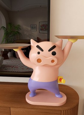 轻奢高档肥嘟嘟左卫门客厅玄关入户钥匙收纳托盘装饰W搬家礼物摆