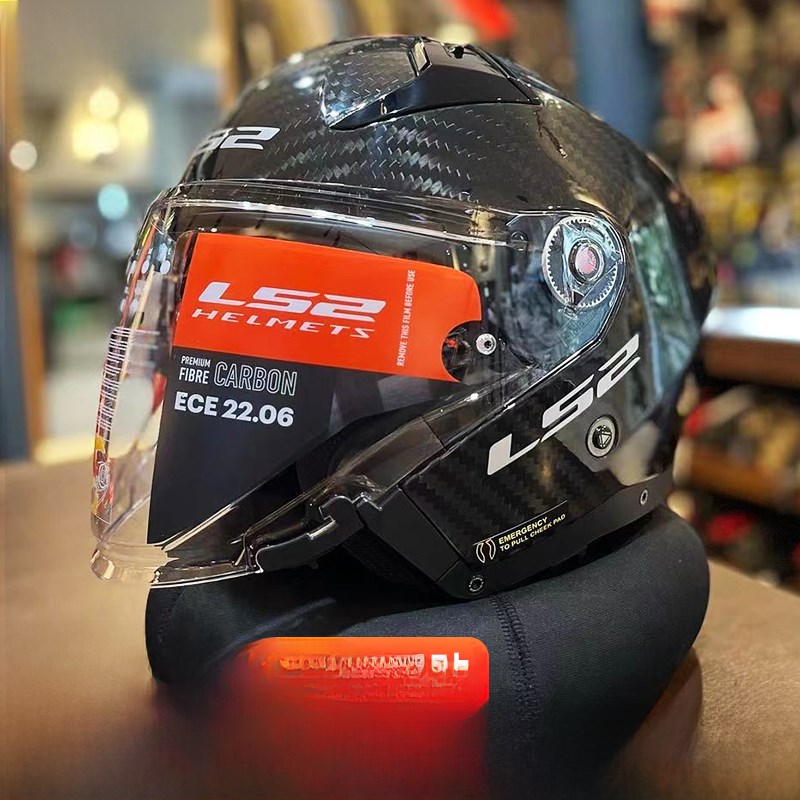 碳纤半头盔头盔双镜头男x女四季冬季电动车三季度装603