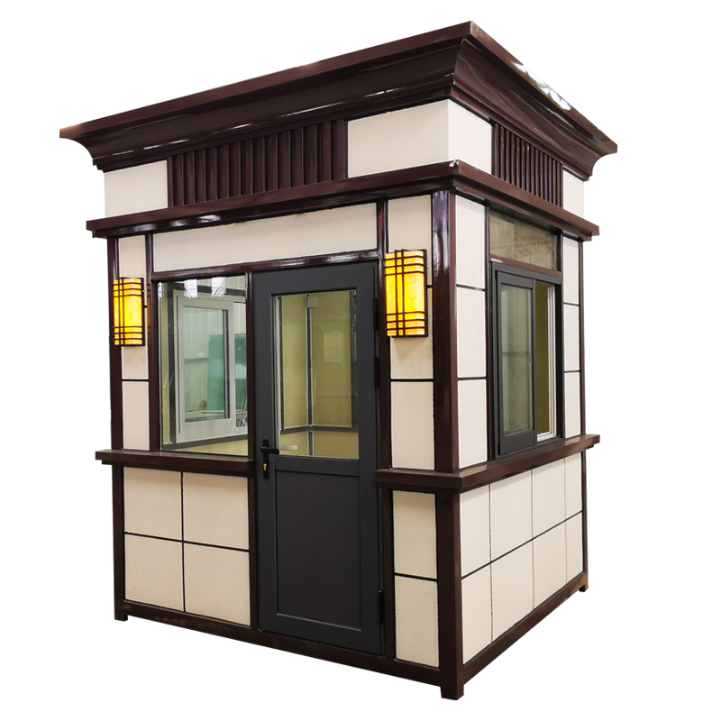 岗亭保安亭不锈钢门卫值班室户外收费亭K治安亭金属雕花小区移动