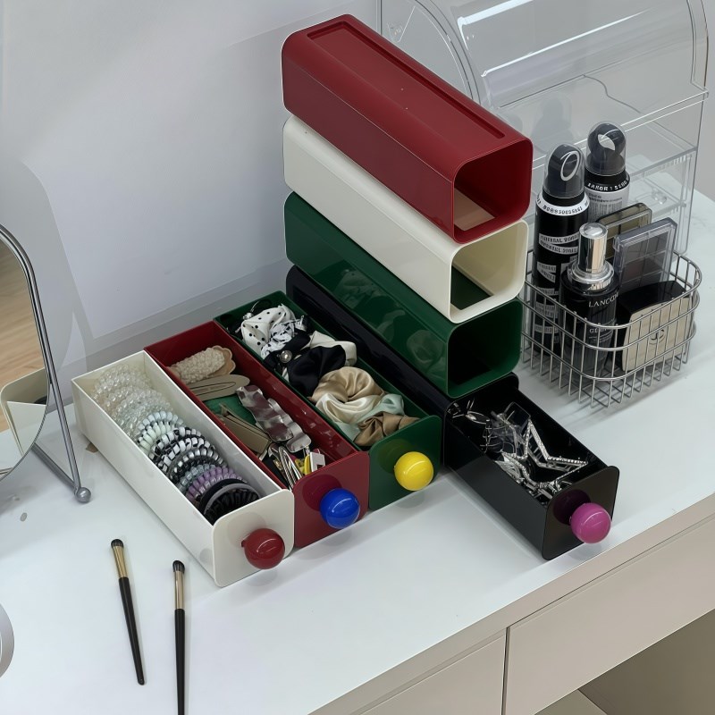 多巴胺抽屉式收纳盒o桌面储物办公室文具壁挂式整理杂物宿舍神器