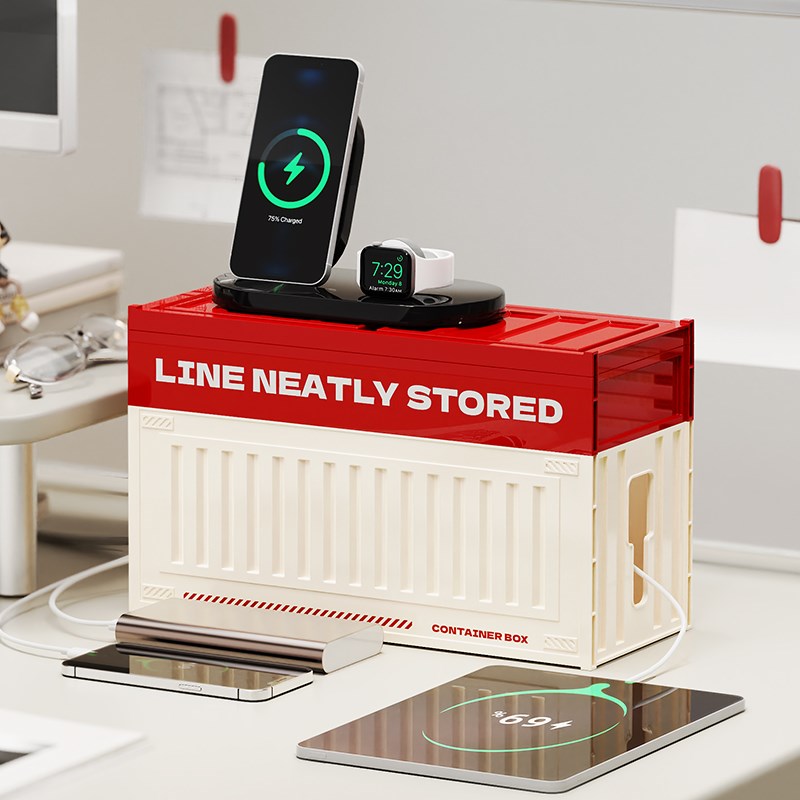 电线 线插排收纳盒桌面整理遮挡神器电源线 线充电线 线排插盒排