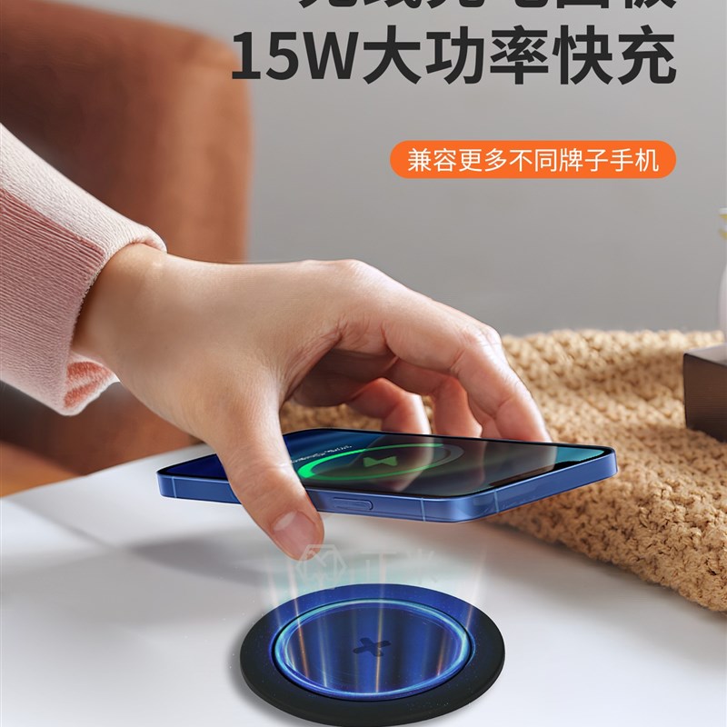 办公桌面嵌入式气动升降插座隐藏式升降桌台面排插USB无线充60MM