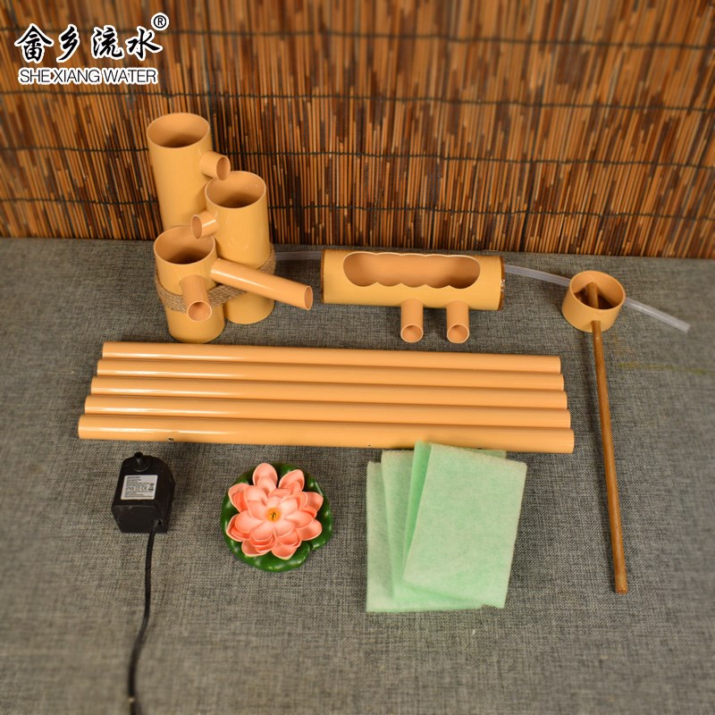 仿竹PVC小人推流水器鱼池过滤器鱼缸造景装饰水循环增氧水车送礼