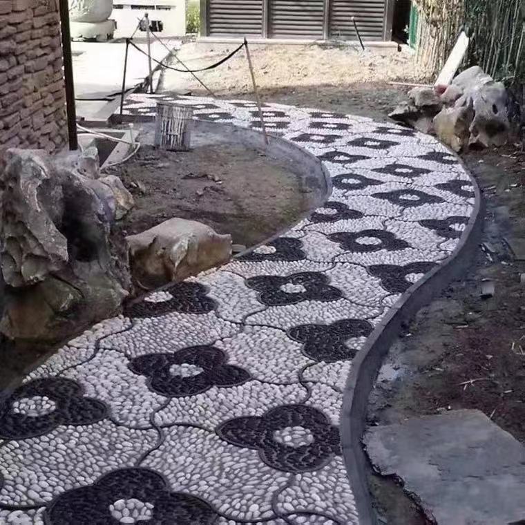 50斤白色抛光鹅卵石庭院花园铺路C铺地大小石头户外阳台造景雨花