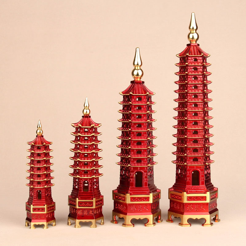 纯铜文昌塔摆件七层九层13十三层红色文昌塔办R公书房桌客厅工艺