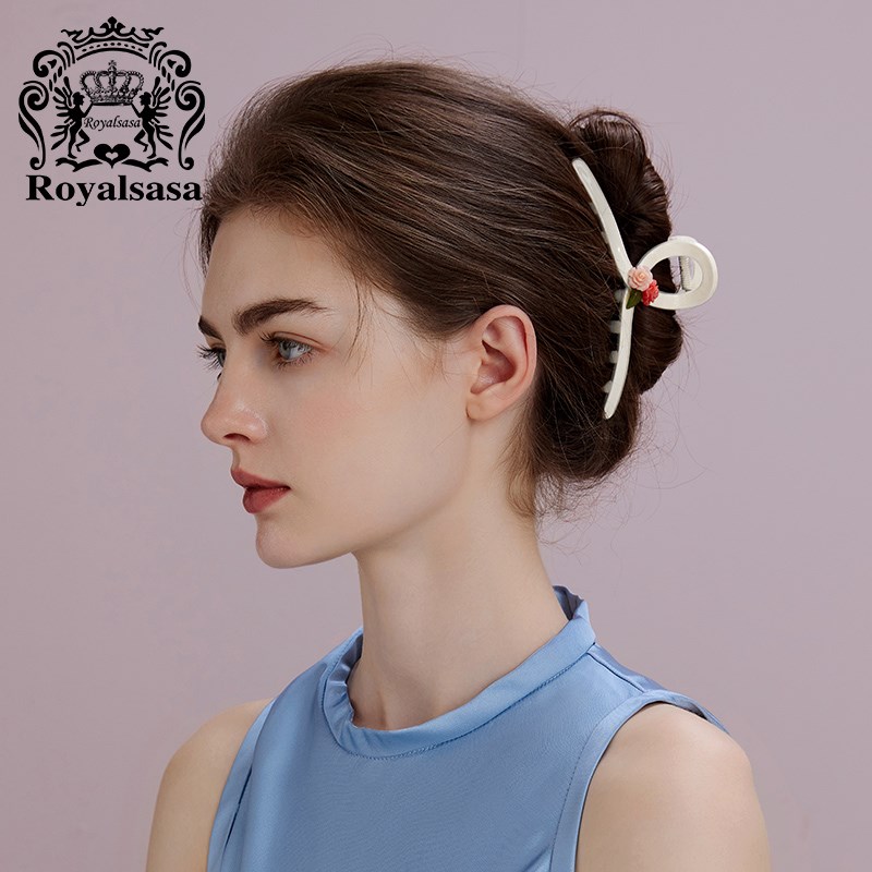 皇家莎莎发饰高级感花朵盘发夹女后脑勺精致抓夹X夹子头饰大号