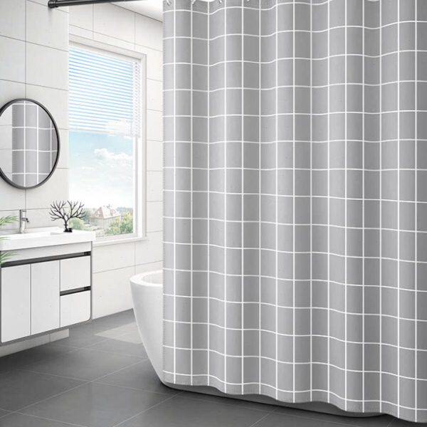 北欧浴室帘涤纶布卫生间帘子矩形图隔断帘防霉防水布料挂帘简约风