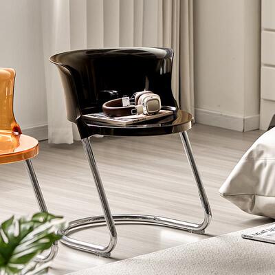 适用安格椅北欧透明餐椅家用压克力靠背凳弓形简约现代水晶椅子电