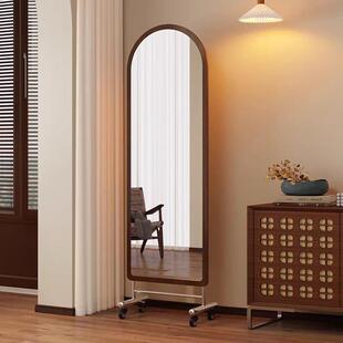 适用带滑轮可移动试衣镜客厅拱形落地式穿衣镜高清防爆镜面卧室全