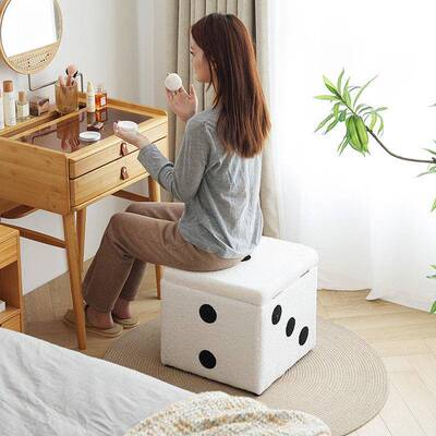适用家用梳妆凳轻奢梳妆台椅子美容美甲奶油风卧室化妆凳子可储物
