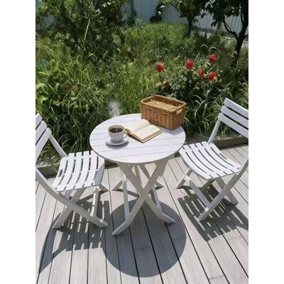 适用全塑折叠桌折叠椅阳台露天花园庭院休闲餐桌椅户外一体折叠桌