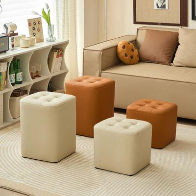 适用实木板凳简约皮凳客厅茶几沙发凳脚踏凳小凳子家用门口换鞋凳