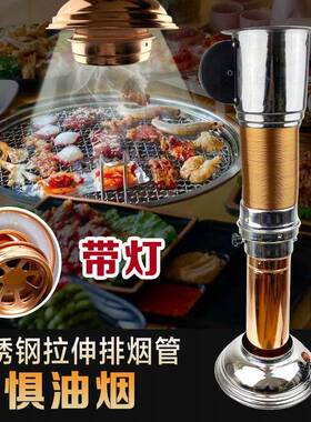 伸缩排烟管吸烟罩可拉伸通风管韩国烤肉排风管侧排直排风机带灯环