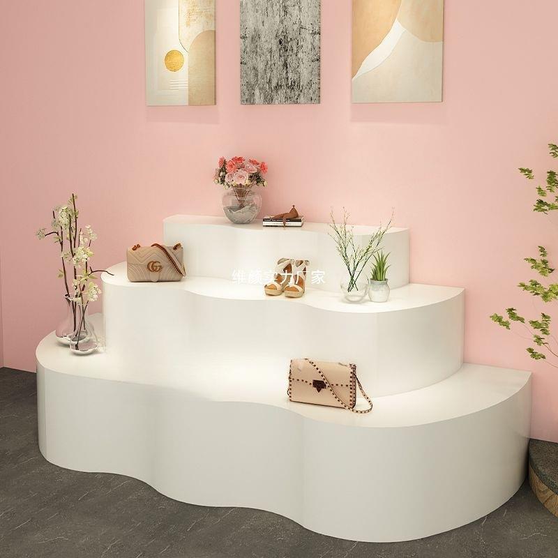 中岛台不规则展示台鲜花饰品鞋包服饰流水异形网红摆台云朵展示台